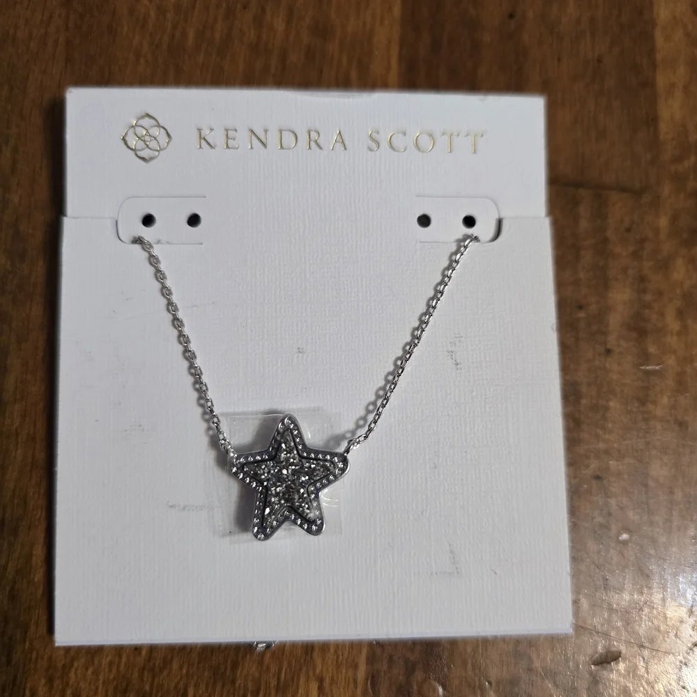 Kendra Scott Platinum Star Drusy Pendant Necklace - Picture 1 of 3